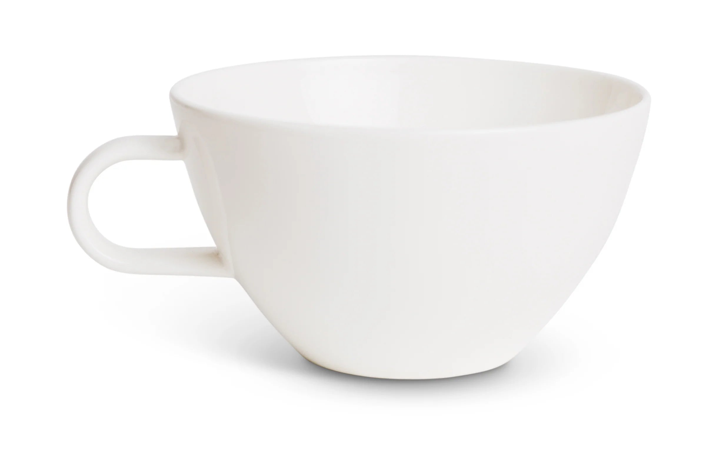 A white ceramic Tea for Two tea cup with a glass infuser isolated on a white background by giftbox co.
