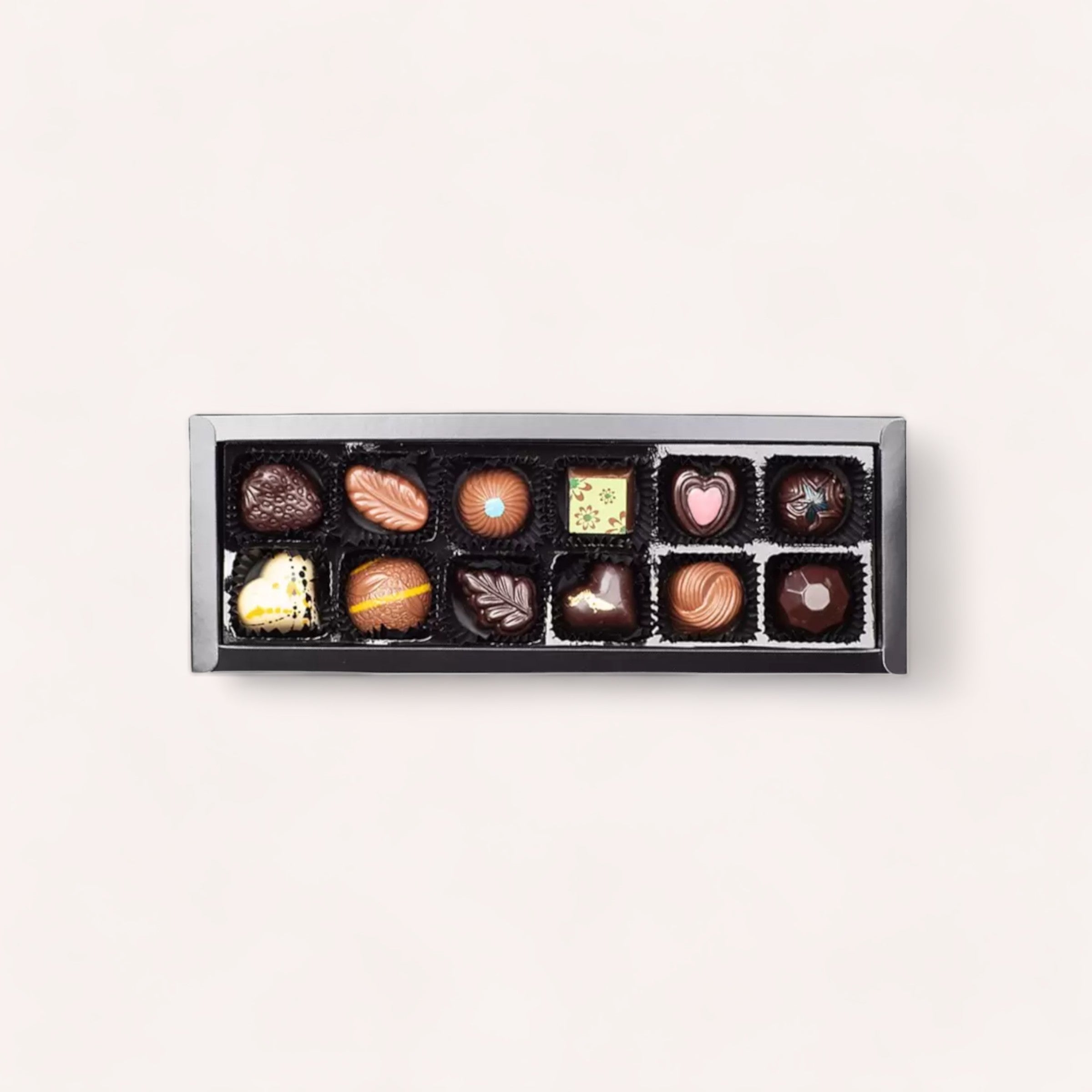 Delicious handmade chocolates in a box
